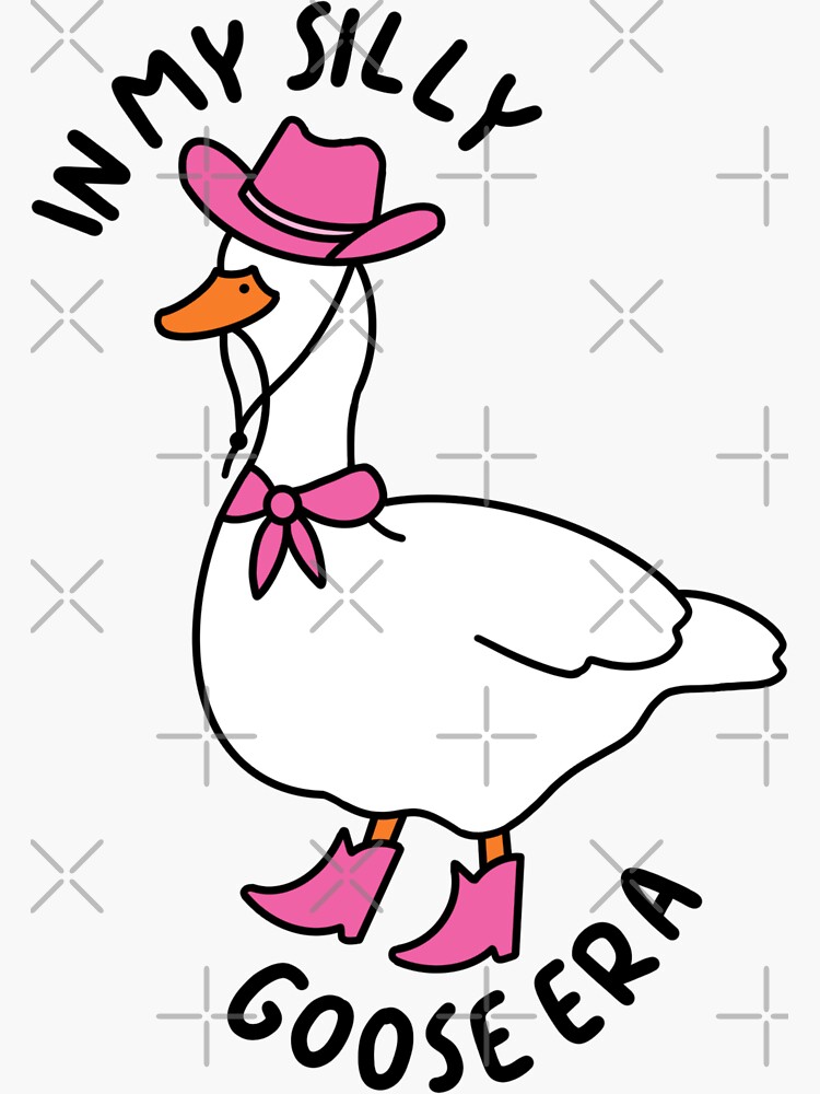 Aperçu 3 sur 3. Sticker avec l'œuvre À l'époque de My Silly Goose créée et vendue par Chanaika4.