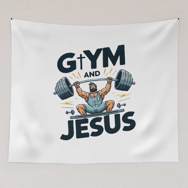 Item preview, GYM AND JESUS Funny Fitness Gym Lover Christian Workout designed and sold by Dazzling15.