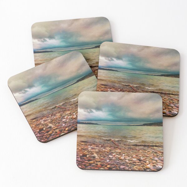 Item preview, Puget Sound view of beach and incoming storm designed and sold by Taya Johnston.