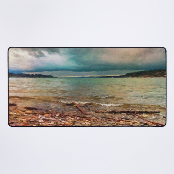 Item preview, Puget Sound view of beach and incoming storm designed and sold by Taya Johnston.