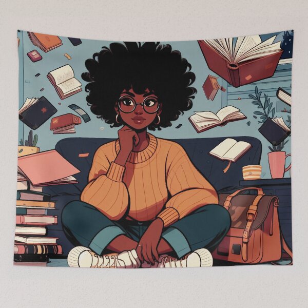 Item preview, Girl surrounded by books #2 designed and sold by manbaito.