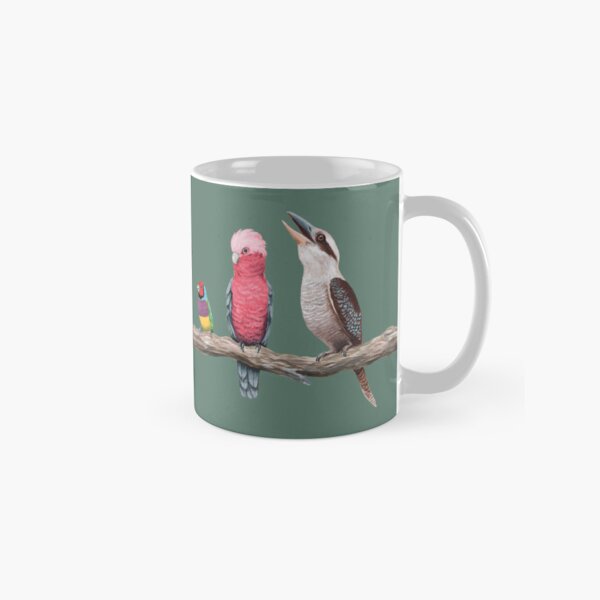 Australian Birds Antique Green Background Classic Mug