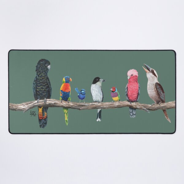 Aperçu de l'œuvre Oiseaux Australiens Fond Vert Antique créée et vendue par lucyluart.