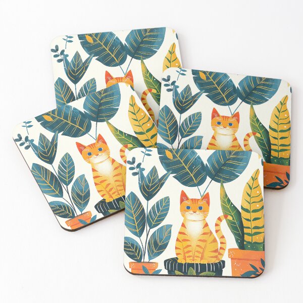 Item preview, Feline Flora: Whimsical Cat Amongst Potted Plants designed and sold by Smart Art 42.