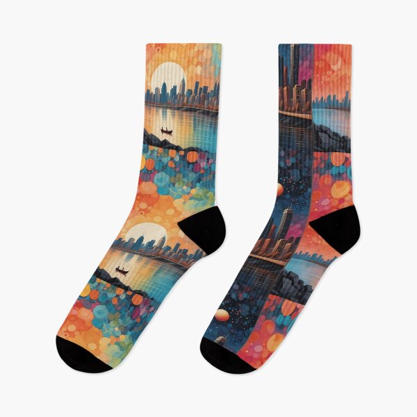 Item preview, Sunset Serenade: Cityscape Bathed in Cosmic Hues designed and sold by ArtComixHaven.