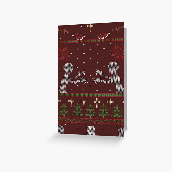 UGLY BUFFY CHRISTMAS SWEATER Greeting Card