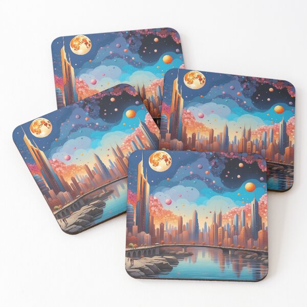 Item preview, Cosmic Dawn Metropolis Embraced by Celestial Dream designed and sold by ArtComixHaven.