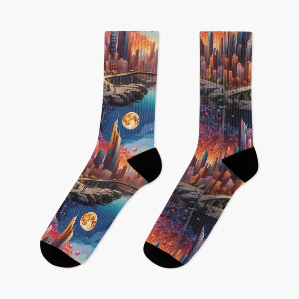 Item preview, Cosmic Dawn Metropolis Embraced by Celestial Dream designed and sold by ArtComixHaven.