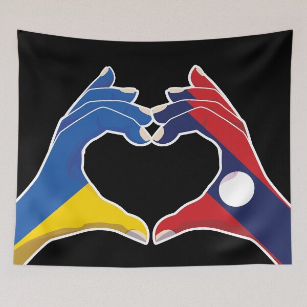 Item preview, Laos Laotian Ukraine Ukrainian Love Heart Peace designed and sold by FlagX.