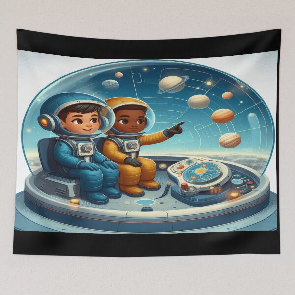 Item preview, African-American and friends in Space Ship Wall Art Jigsaw Puzzle designed and sold by Cupideros.