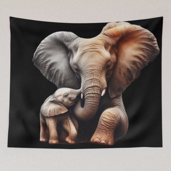Item preview, “Infinite Love: The Sweet Affection between a Mother Elephant and her Baby” designed and sold by CHRIST5000.