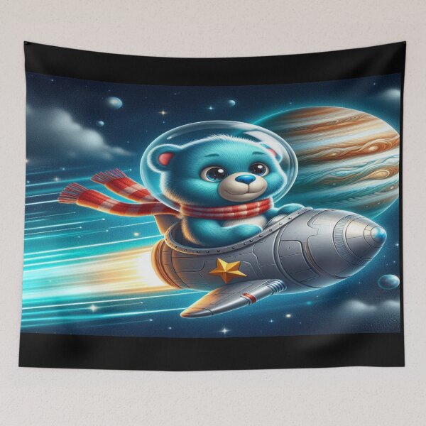 Item preview, Blue Teddy Bear in Space Ship Wall Art Jigsaw Puzzle designed and sold by Cupideros.