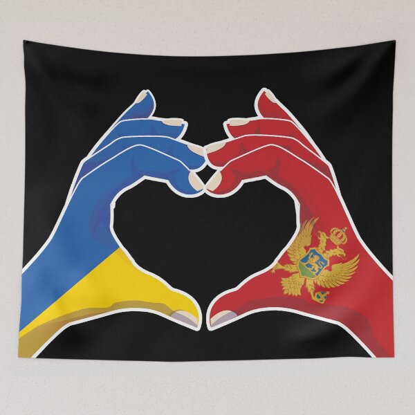 Item preview, Montenegro Montenegrin Ukraine Ukrainian Love Heart Peace designed and sold by FlagX.