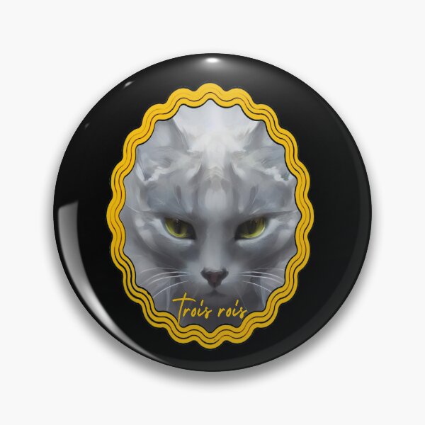 Item preview, Intense look of the cat as a gold frame sticker designed and sold by TroisRois.