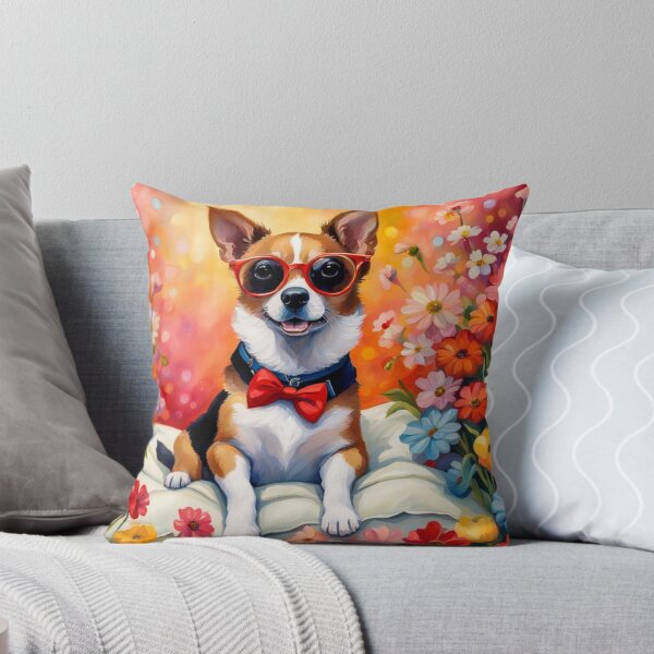 Item preview, A Cute Adorable Puppy Wearing Glasses Surrounded by Flowers designed and sold by MyArt23.