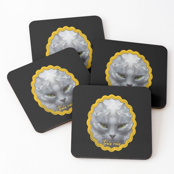 Item preview, Intensa mirada del gato como vinilo con marco dorado. designed and sold by TroisRois.