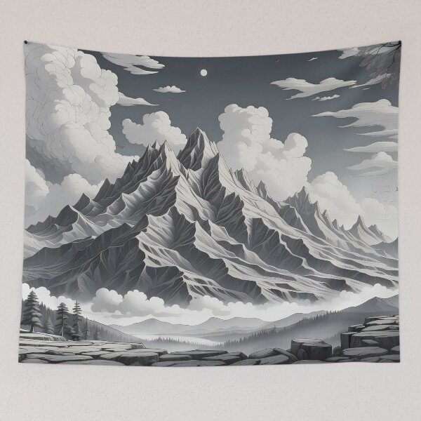 Aperçu de l'œuvre Silhouettes sauvages monochromes contre le ciel intemporel créée et vendue par ArtComixHaven.