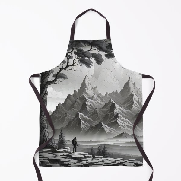 Item preview, Solitary Figure Amidst Monochrome Mountain Majesty designed and sold by ArtComixHaven.