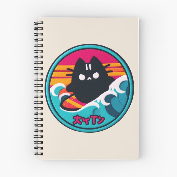 Item preview, Surfer Black Cat: Kawaii Illustration designed and sold by GALUMARKET.