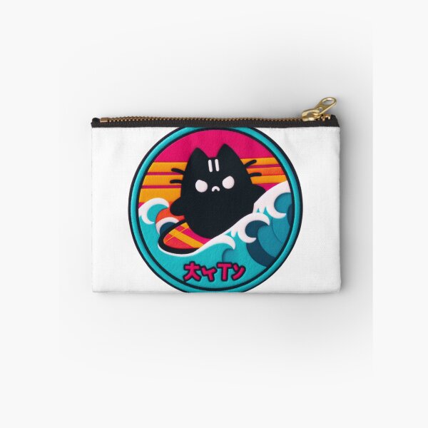 Item preview, Surfer Black Cat: Kawaii Illustration designed and sold by GALUMARKET.