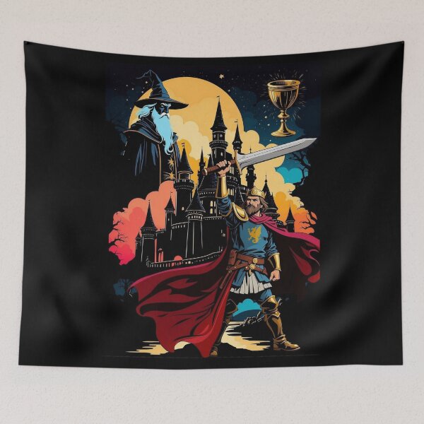 Item preview, Traditional King Arthur with Excalibur, Merlin, Camelot, and the Holy Grail designed and sold by Occult Designs.