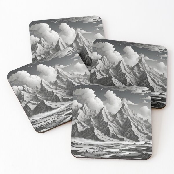 Item preview, Ethereal Peaks in Monochrome Dreamscape Serenity designed and sold by ArtComixHaven.