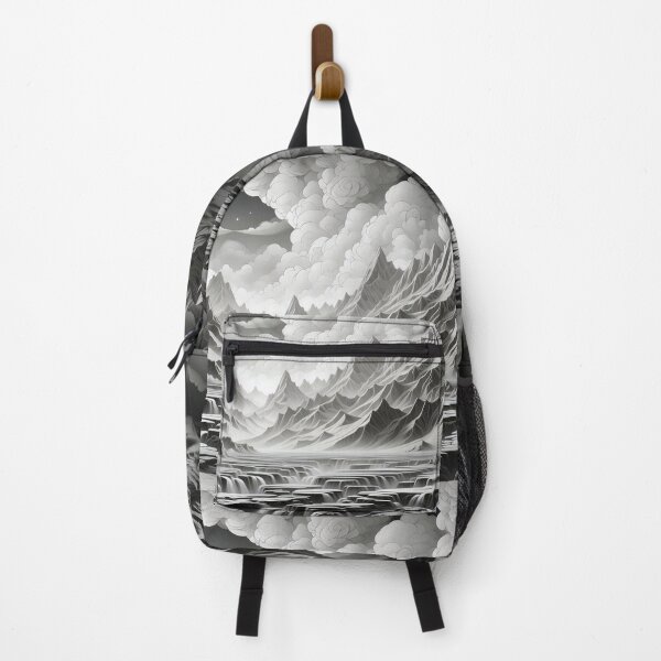 Item preview, Monochromatic Mountain Majesty Amidst Cascading Waterfalls designed and sold by ArtComixHaven.