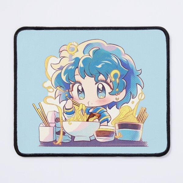 Item preview, Manga blue haired girl eating ramen designed and sold by letsvg.