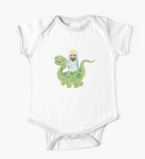 Lustiger Jesus-Dinosaurier-agnostischer atheistischer Entwicklungs-Spaß Baby Body Kurzarm