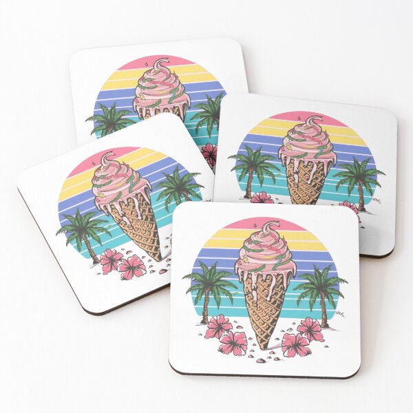 Item preview, Retro Colorful ice Cream Among Palm Trees And Flowers designed and sold by M R Design.