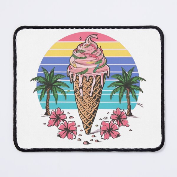 Item preview, Retro Colorful ice Cream Among Palm Trees And Flowers designed and sold by M R Design.
