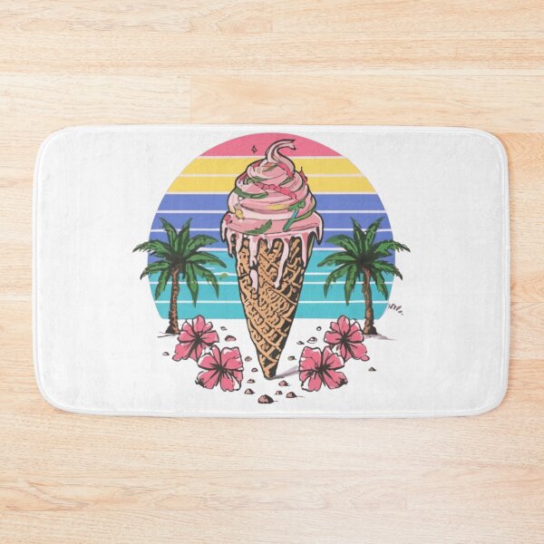 Item preview, Retro Colorful ice Cream Among Palm Trees And Flowers designed and sold by M R Design.