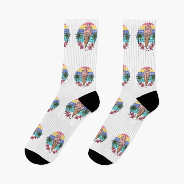 Item preview, Retro Colorful ice Cream Among Palm Trees And Flowers designed and sold by M R Design.