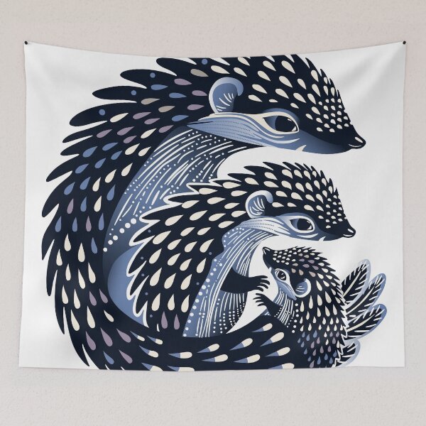 Item preview, Hedgehogs Mama And Child Dots Aboriginal Painting designed and sold by AboriginalAdorn.