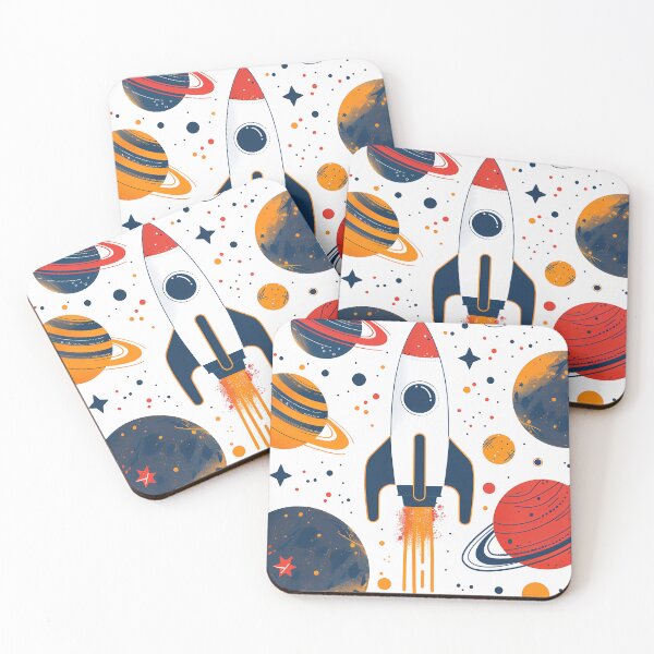 Item preview, Painted space scene with rocket and planets designed and sold by aivisionsart.