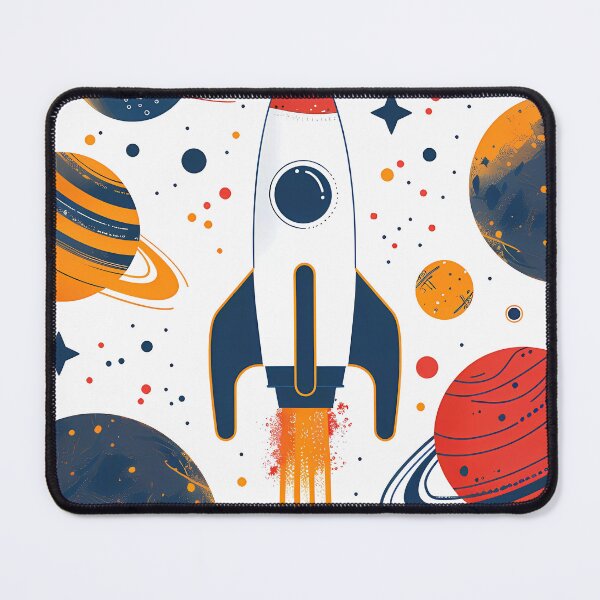 Item preview, Painted space scene with rocket and planets designed and sold by aivisionsart.