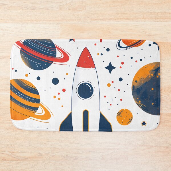 Item preview, Painted space scene with rocket and planets designed and sold by aivisionsart.