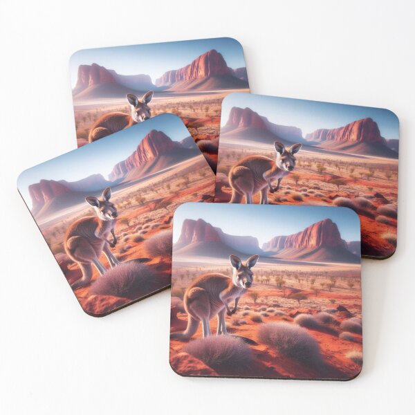 Item preview, Arid Majesty - The Regal Presence of a Kangaroo in the Desert Landscape designed and sold by ProgressMagnet.