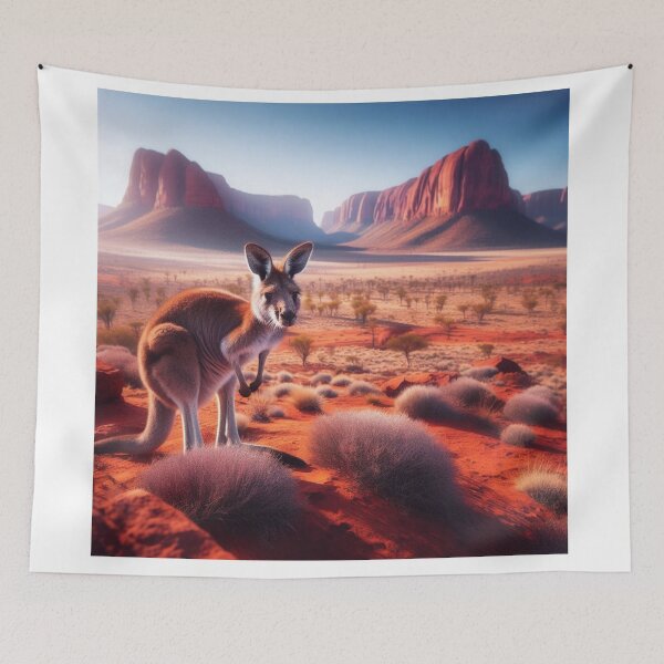 Item preview, Arid Majesty - The Regal Presence of a Kangaroo in the Desert Landscape designed and sold by ProgressMagnet.