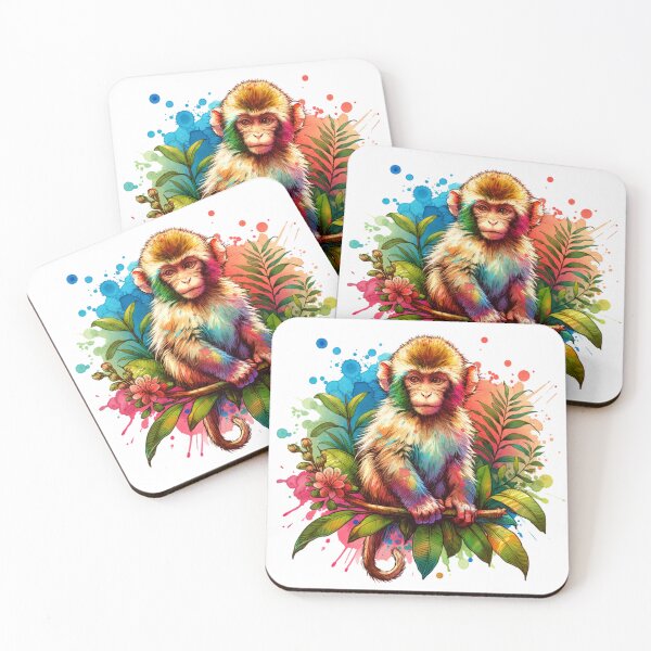 Item preview, Colorful Monkey - Playful Primate Artwork designed and sold by Ana C Falla.