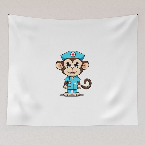 Item preview, Nurse Monkey Wearing Medical Doctor Scrubs designed and sold by Majestic Paws.