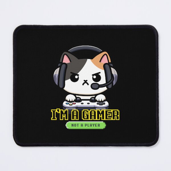Item preview, I’m a Gamer, Not a Player | Cute Angry Cat Gamer designed and sold by Kimochi-Shop.