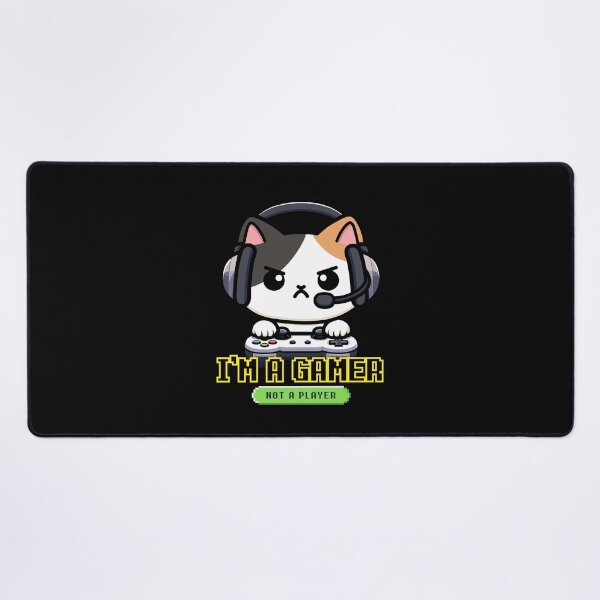 Item preview, I’m a Gamer, Not a Player | Cute Angry Cat Gamer designed and sold by Kimochi-Shop.