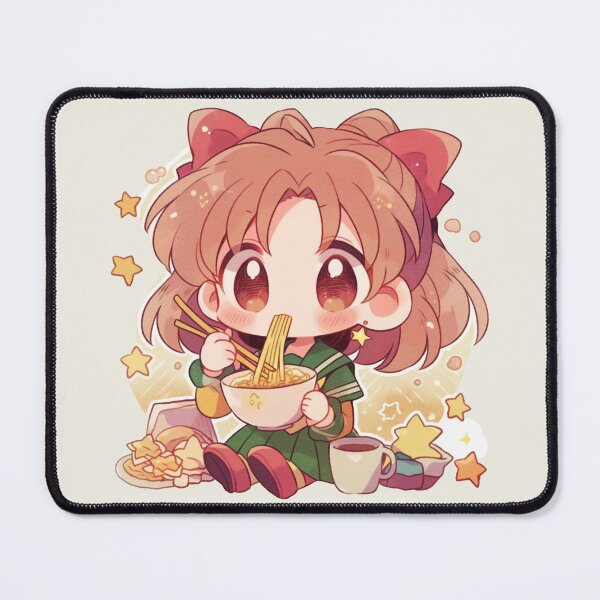 Item preview, Manga brown haired girl eating ramen designed and sold by letsvg.