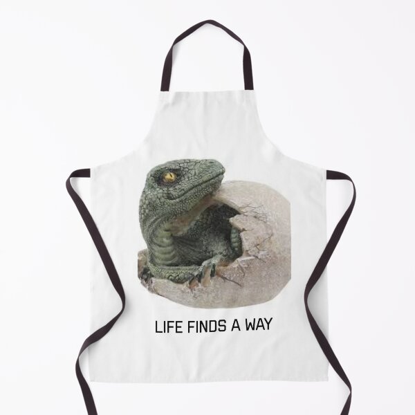 Item preview, baby dinosaur hatching from egg with title"life finds a way" designed and sold by Bubududu1234.