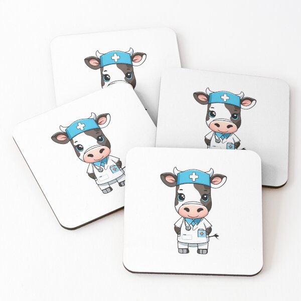 Item preview, Nurse Cow Wearing Medical Doctor Scrubs designed and sold by Majestic Paws.