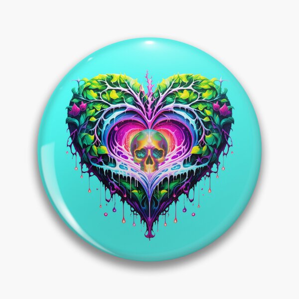 Item preview, Thorny Dripping Nature Heart & Vibrant Chromatic Skull designed and sold by Rogue Wizard.