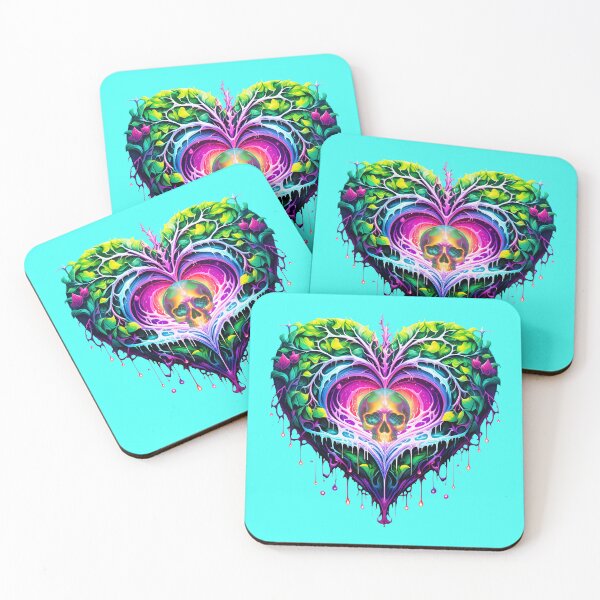 Item preview, Thorny Dripping Nature Heart & Vibrant Chromatic Skull designed and sold by Rogue Wizard.