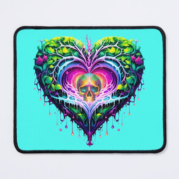 Item preview, Thorny Dripping Nature Heart & Vibrant Chromatic Skull designed and sold by Rogue Wizard.
