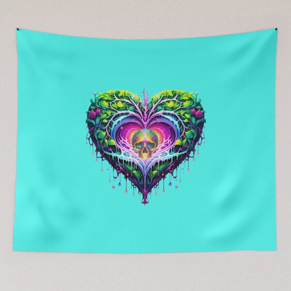 Item preview, Thorny Dripping Nature Heart & Vibrant Chromatic Skull designed and sold by Rogue Wizard.